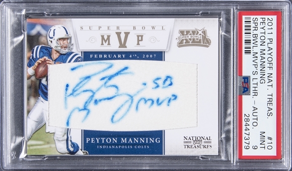 2011 Panini Playoff National Treasures - Super Bowl MVPs Leather Auto #10 Peyton Manning (#45/52) - PSA MINT 9